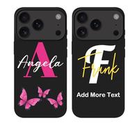 Coque personnalisée avec nom compatible avec Apple iPhone 17 Pro - Coque personnalisée avec monogramme initiale/lettre, style papillon féminin et classique masculin, coque de protection en
