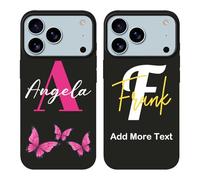 Coque personnalisée avec nom compatible avec Apple iPhone 17 Pro Max - Coque de téléphone monogramme personnalisée avec initiale/lettre, styles classiques pour fille papillon et homme, coque fine en