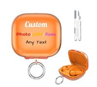 Coque personnalisée pour Beats Powerbeats Pro 2 avec porte-clés, coque de protection souple anti-perte personnalisée, logo photo, texte pour Powerbeat Pro2 2025, cadeau unique pour homme/femme, orange