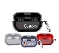 Coque personnalisée pour Beats Solo Buds 2024 - Coque transparente personnalisée avec porte-clés mousqueton par nom du logo photo - Coque de protection souple antichoc anti-jaunissement - Transparent