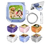 Coque photo personnalisée pour Samsung Galaxy Buds 4 Pro/Buds 4 avec kit de nettoyage de verrouillage sécurisé, logo photo personnalisé, coque de protection antichoc avec porte-clés et support, cadeau