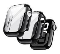 Coque Plaquée avec Protection D'écran pour Apple Watch Series 11/10 46mm, Design à Lustre Métallique, Lot de 2 (Noir)