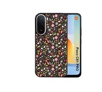 Coque POCO C81 PRO - Noire - Motif Petites Fleurs - Semi-rigide