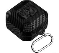 Coque porte-clés 3D tête de mort cool pour Samsung Galaxy Buds4 Pro et Buds 4 | Coque antichoc en TPU avec mousqueton | Coque de protection motif squelette amusant (noir)