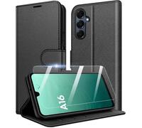 Coque portefeuille à rabat pour samsung galaxy A16 4G/5G + 2 vitres verre trempé