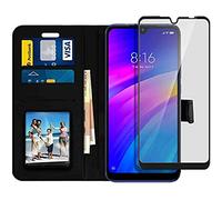 Coque Portefeuille avec Verre Trempé 4D pour Xiaomi Redmi 7