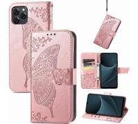 Coque Portefeuille Blackview A95 ¿ Cuir Pu Antichoc Avec Motif Papillon 3d, Rabat Magnétique, Porte-Cartes 3 Emplacements Et Support Vidéo ¿ Or Rose