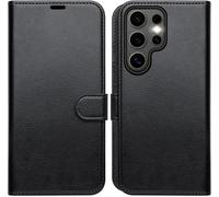 Coque portefeuille en cuir - MASSILIA TECH - SAMSUNG GALAXY S25 ULTRA - Noir - 2 vitres en verre trempé - Souple