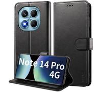 Coque portefeuille en cuir pour XIAOMI REDMI NOTE 14 PRO 4G (pas pour 5G) + 2 vitres en verre trempé - MASSILIA TECH - Noir