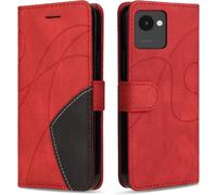 Coque Portefeuille En Pu Anti-Choc Pour Oppo Realme C30 4g / Realme Narzo 50i Prime - Porte-Cartes Magnétique Avec Support, Rouge