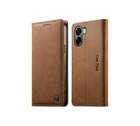 Coque portefeuille OPPO A6X 4G/5G Cuir PU - Porte-cartes - Support - Antichoc - Marron