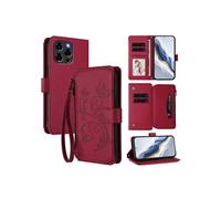 Coque Portefeuille Papillon Doogee Note 58 Pro Cuir PU Aimant Béquille Fentes Cartes Sangle Main Rouge