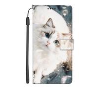 Coque Portefeuille pour Motorola Signature 5G/Edge 70Air Pro, Chat Blanc