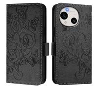 Coque Portefeuille pour Sharp Aquos Wish 6, Cuir PU à Motif et Papillon, Protection RFID, Fonction Support, Fermeture Magnétique avec Cordon à Main.A06