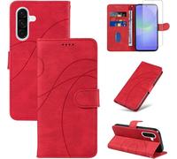 Coque Portefeuille Pu Rouge Pour Samsung Galaxy A36 5g Avec 1 Verre Trempé ¿ Housse Flip, Support, Porte-Cartes Et Fermeture Magnétique