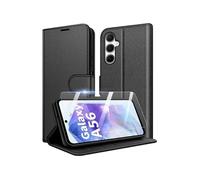 Coque portefeuille - - SAMSUNG GALAXY A56 5G - Noir - 2 vitres en verre trempé - Souple