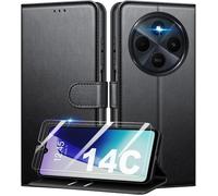 Coque portefeuille - Xiaomi - Redmi 14C - Simili cuir - 2 vitres en verre trempé - Élégante