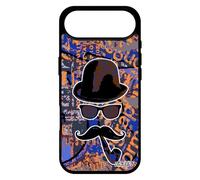 Coque Portrait pour iPhone 17 Air Silicone Garcon Homme Portable GRAF Pipe Street Art Housse Bleu Peinture Monsieur Moustache