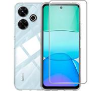 Coque Pour 13 4g/Poco M6 4g Protection Case+1 Pièce Verre Trempé Protection Écran,Protecteur D'écran Ultra-Clair, Dureté 9h,Coque En Silicone Tpu,Antichoc, Fin,Doux,Élégant[Gopro1632]