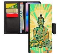 Coque pour A13 4G Simili Cuir Portefeuille Bouddha Mobile Assis Cover Bouddhisme Inde de Protection Etui Made in France pour Samsung Galaxy