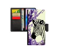 Coque pour A21s à rabat portefeuille zebre noir et blanc telephone etui art animal ethnique afrique azteque tribal 4G Samsung galaxy