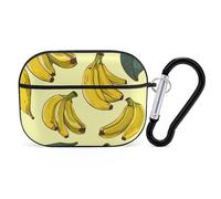Coque pour AirPod Pro 2 avec porte-clés, coque antichoc à imprimé banane, compatible avec AirPod Pro 2e/1ère génération, prend en charge le chargement sans fil, LED avant visible, noir