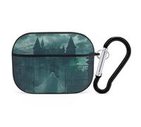 Coque pour AirPod Pro 2 avec porte-clés, coque antichoc Ghost in The Castle compatible avec AirPod Pro 2e/1ère génération, prend en charge le chargement sans fil, LED avant visible, noir