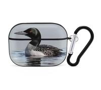 Coque pour AirPod Pro 2 avec porte-clés, coque antichoc Loon Nature Bird compatible avec AirPod Pro 2e/1ère génération, prend en charge le chargement sans fil, LED avant visible, noir