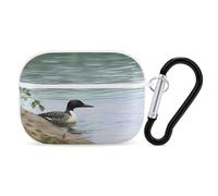 Coque pour AirPod Pro 2 avec porte-clés, coque antichoc Loon Nature Birds compatible avec AirPod Pro 2e/1ère génération, prend en charge le chargement sans fil, LED avant visible, blanc