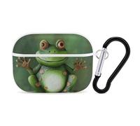 Coque pour AirPod Pro 2 avec porte-clés, coque antichoc motif grenouille de bienvenue compatible avec AirPod Pro 2e/1ère génération, prend en charge le chargement sans fil, LED avant visible, blanc