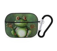 Coque pour AirPod Pro 2 avec porte-clés, coque antichoc motif grenouille de bienvenue compatible avec AirPod Pro 2e/1ère génération, prend en charge le chargement sans fil, LED avant visible, noir