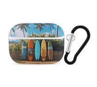 Coque pour AirPod Pro 2 avec porte-clés, coque antichoc pour planche de surf compatible avec AirPod Pro 2e/1ère génération, prend en charge le chargement sans fil, LED avant visible, blanc