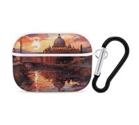 Coque pour AirPod Pro 2 avec porte-clés, coque antichoc Rome Sunset compatible avec AirPod Pro 2e/1ère génération, prend en charge le chargement sans fil, LED avant visible, blanc