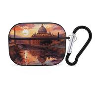 Coque pour AirPod Pro 2 avec porte-clés, coque antichoc Rome Sunset compatible avec AirPod Pro 2e/1ère génération, prend en charge le chargement sans fil, LED avant visible, noir