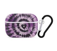 Coque pour AirPod Pro 2 avec porte-clés, coque antichoc tie dye violette compatible avec AirPod Pro 2e/1ère génération, prend en charge le chargement sans fil, LED avant visible, blanc