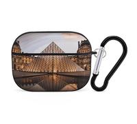 Coque pour AirPod Pro 2 avec porte-clés, résistante aux chocs, motif musée du Louvre à Paris, compatible avec AirPod Pro 2e/1ère génération, prend en charge le chargement sans fil, LED avant visible