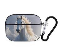 Coque pour AirPod Pro au galop - Coque rigide anti-rayures en polycarbonate avec porte-clés - Accessoires pour AirPod Pro 2e/1ère coque pour homme et femme - Style noir