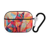Coque pour Airpod Pro avec accessoires porte-clés - Coque de protection rigide - Art moderne - Motif chat - Compatible avec Airpod 2e/1ère génération, LED avant visible