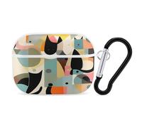 Coque pour Airpod Pro avec accessoires porte-clés - Coque de protection rigide - Art moderne - Motif chat - Compatible avec Airpod 2e/1ère génération, LED avant visible