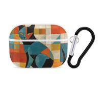 Coque pour Airpod Pro avec accessoires porte-clés - Coque de protection rigide - Art moderne - Motif chat - Compatible avec Airpod 2e/1ère génération, LED avant visible