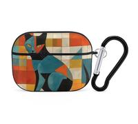 Coque pour Airpod Pro avec accessoires porte-clés - Coque de protection rigide - Art moderne - Motif chat - Compatible avec Airpod 2e/1ère génération, LED avant visible