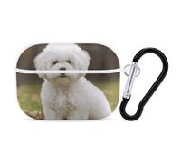 Coque pour Airpod Pro avec accessoires porte-clés - Coque de protection rigide - Motif bichon frisé - Compatible avec Airpod 2e/1ère génération, LED avant visible