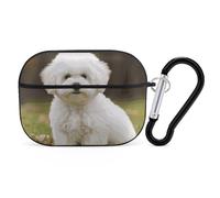 Coque pour Airpod Pro avec accessoires porte-clés - Coque de protection rigide - Motif bichon frisé - Compatible avec Airpod 2e/1ère génération, LED avant visible