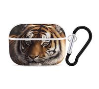 Coque pour Airpod Pro avec accessoires porte-clés - Coque de protection rigide - Motif tigre du Bengale - Compatible avec Airpod 2e/1ère génération, LED avant visible