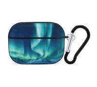 Coque pour Airpod Pro avec accessoires porte-clés - Coque de protection rigide - Northern Lights - Compatible avec Airpod Case 2e/1ère génération, LED avant visible