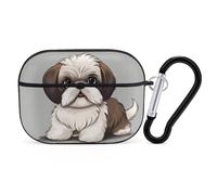 Coque pour Airpod Pro avec accessoires porte-clés - Coque de protection rigide pour casque Shih Tzu - Compatible avec Airpod 2e/1ère génération, LED avant visible