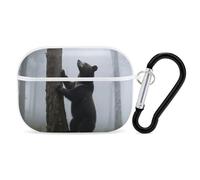 Coque pour Airpod Pro avec clip de verrouillage sécurisé - Arbres de nuit rigides - Ours noir - Coque de protection compatible avec Airpod Pro 2e/1ère génération - Pour homme et femme - LED avant