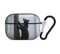 Coque pour Airpod Pro avec clip de verrouillage sécurisé - Arbres de nuit rigides - Ours noir - Coque de protection compatible avec Airpod Pro 2e/1ère génération - Pour homme et femme - LED avant