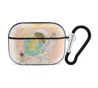 Coque pour Airpod Pro avec clip de verrouillage sécurisé, astronaute tenant la terre, housse de protection compatible avec Airpod Pro 2e/1ère génération, pour homme et femme, LED avant visible, noir