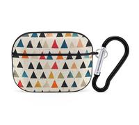Coque pour Airpod Pro avec clip de verrouillage sécurisé - Beige - Petit triangle - Compatible avec Airpod Pro 2e/1ère génération - Pour homme et femme - LED avant visible - Noir